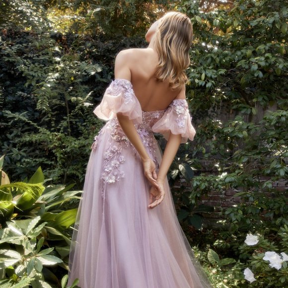 NEW LONG OFF THE SHOULDER STRAPLESS SLEEVELESS EMBROIDERED BALL GOWN AL A1108 - Picture 6 of 8